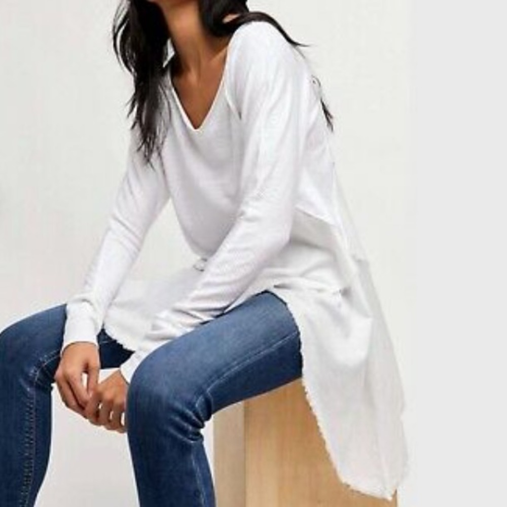 Free People We The Free Comin In Hot Asymmetrical Raw Hem Tunic Size Large